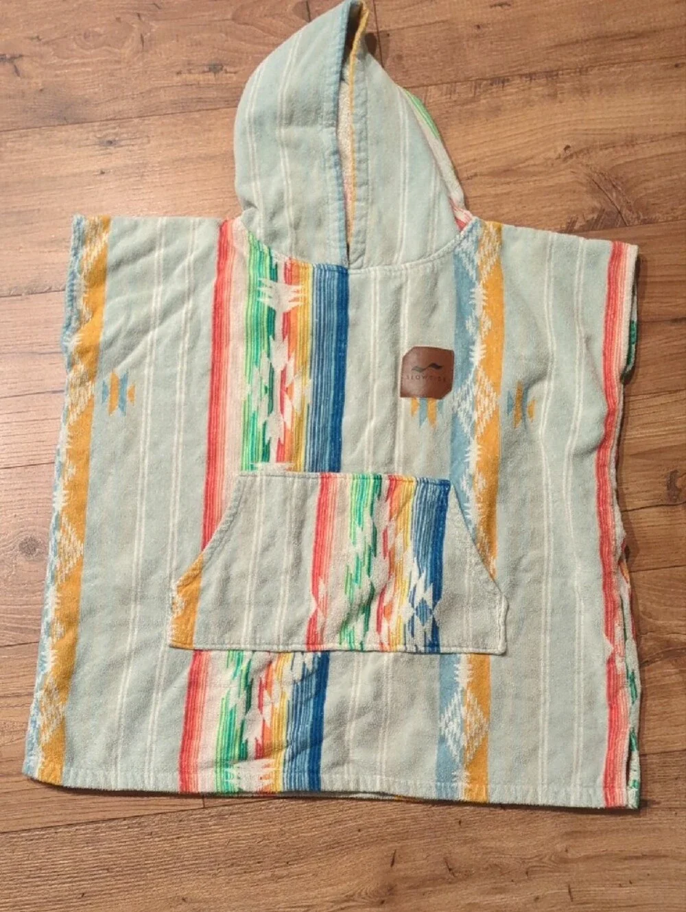 Slowtide Kids Hooded Poncho in Light Blue Stripe